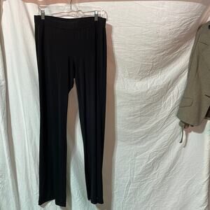 Tahari S black four way stretch elastic waste wide straight leg guc poly spandex